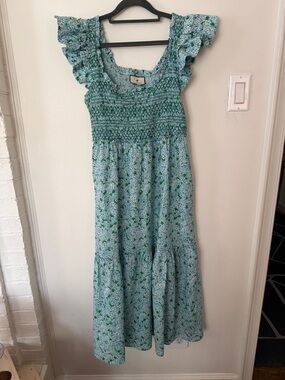 Tuckernuck Green and Light Blue Floral Midi Dress